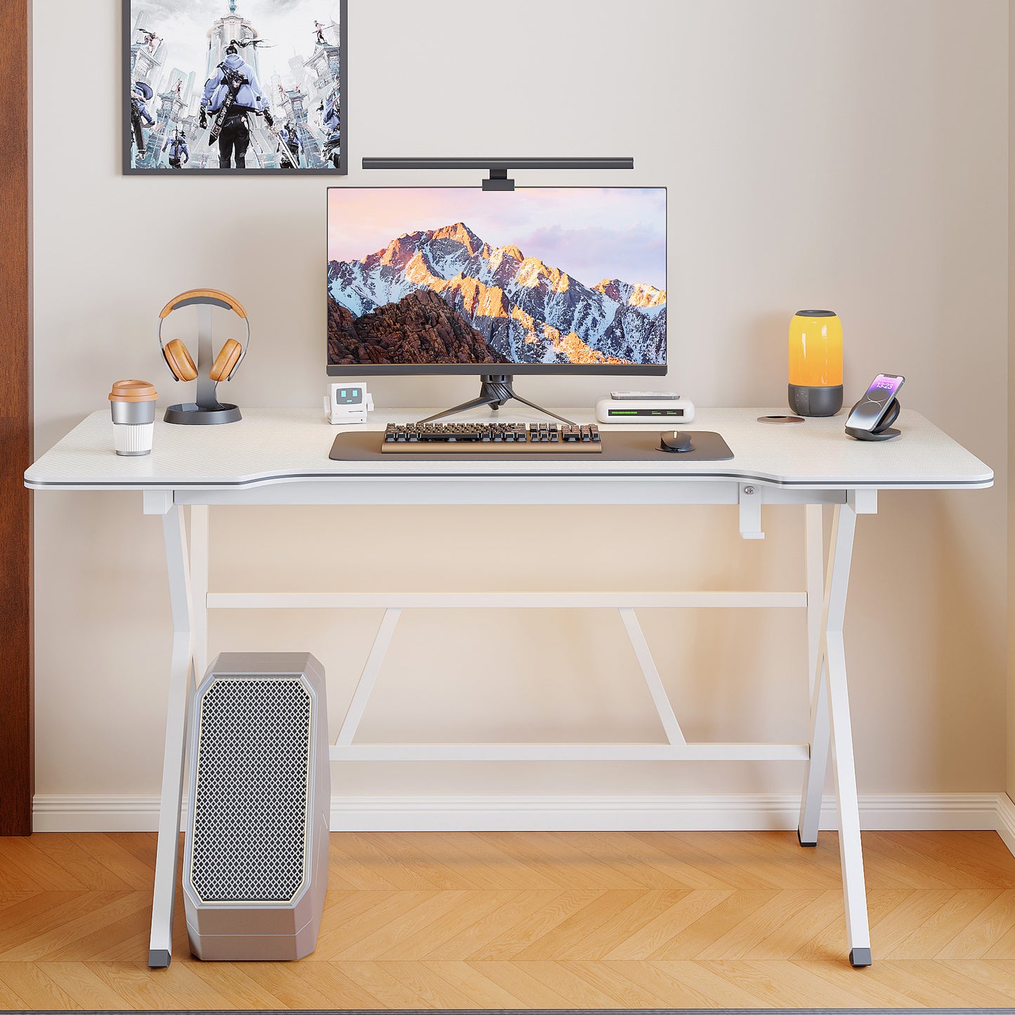 Large Vertex Modern Multifunctional Ergonomic Computer Desk White 120cm