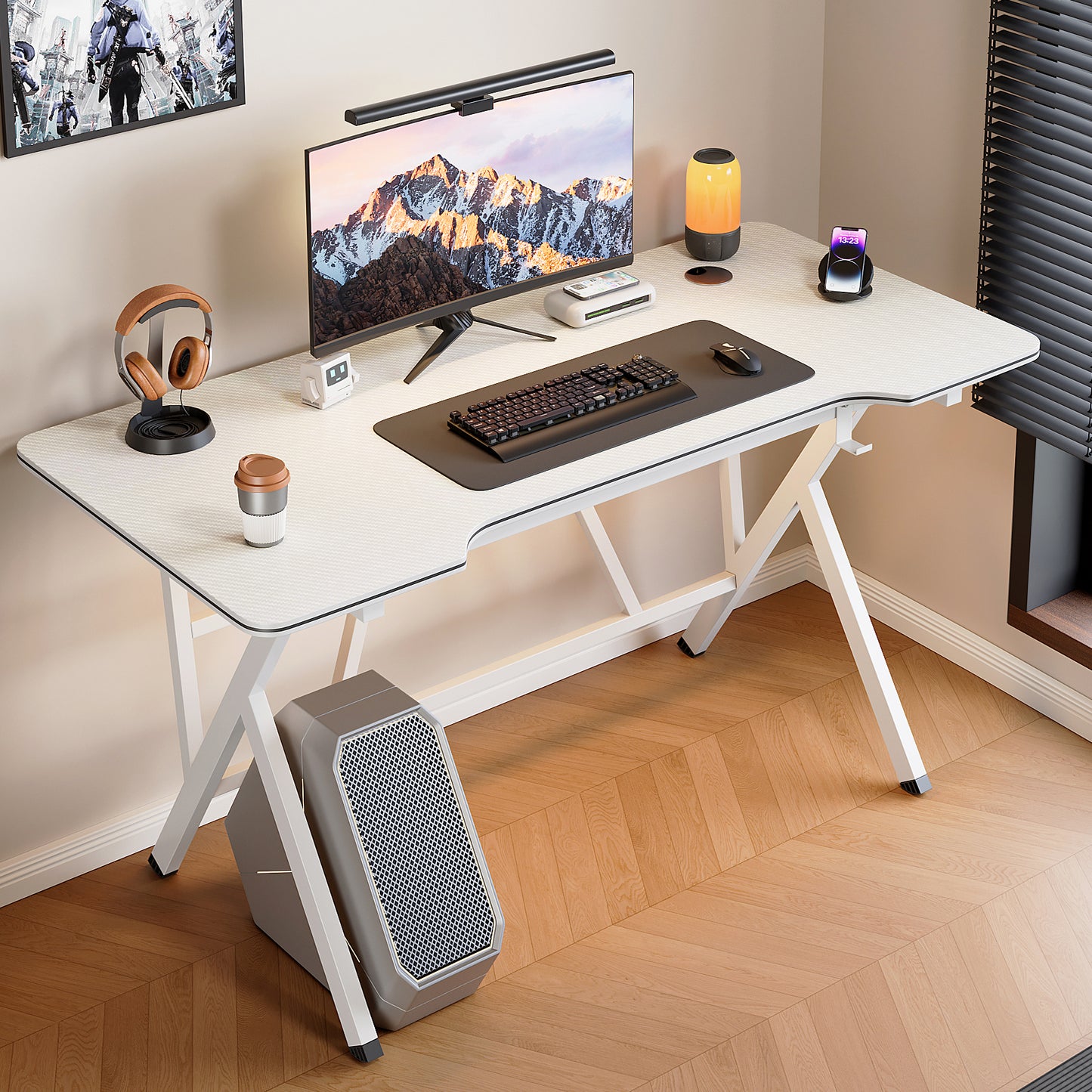 Large Vertex Modern Multifunctional Ergonomic Computer Desk White 120cm
