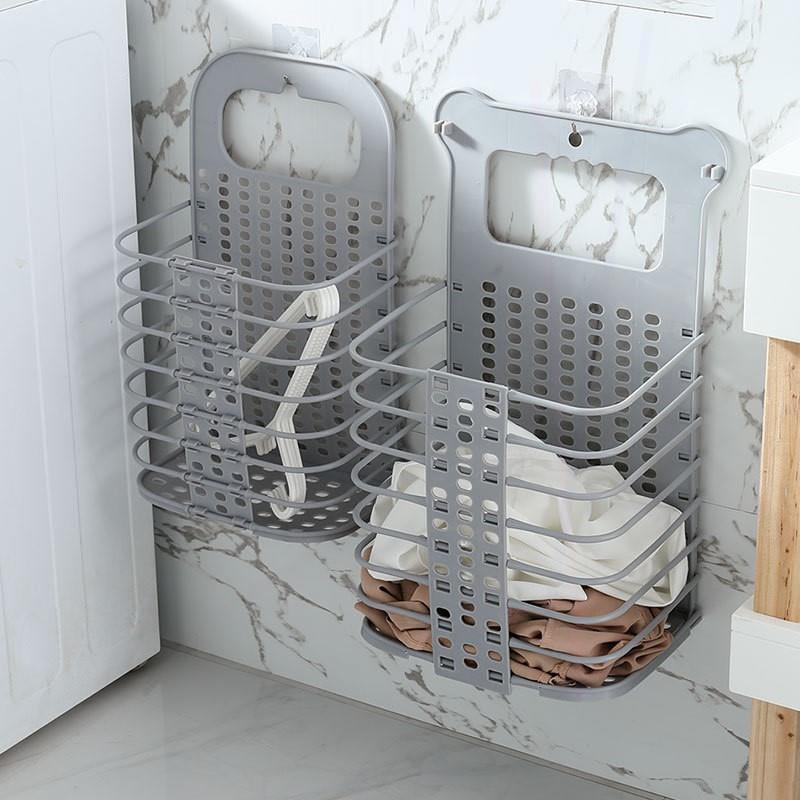 Folding Laundry Basket Clothes Storage Bathroom Organiser (Large, White) - Dshop.com.au