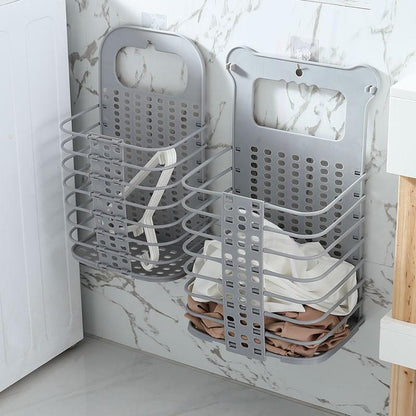 Folding Laundry Basket Clothes Storage Bathroom Organiser (Large, White) - Dshop.com.au