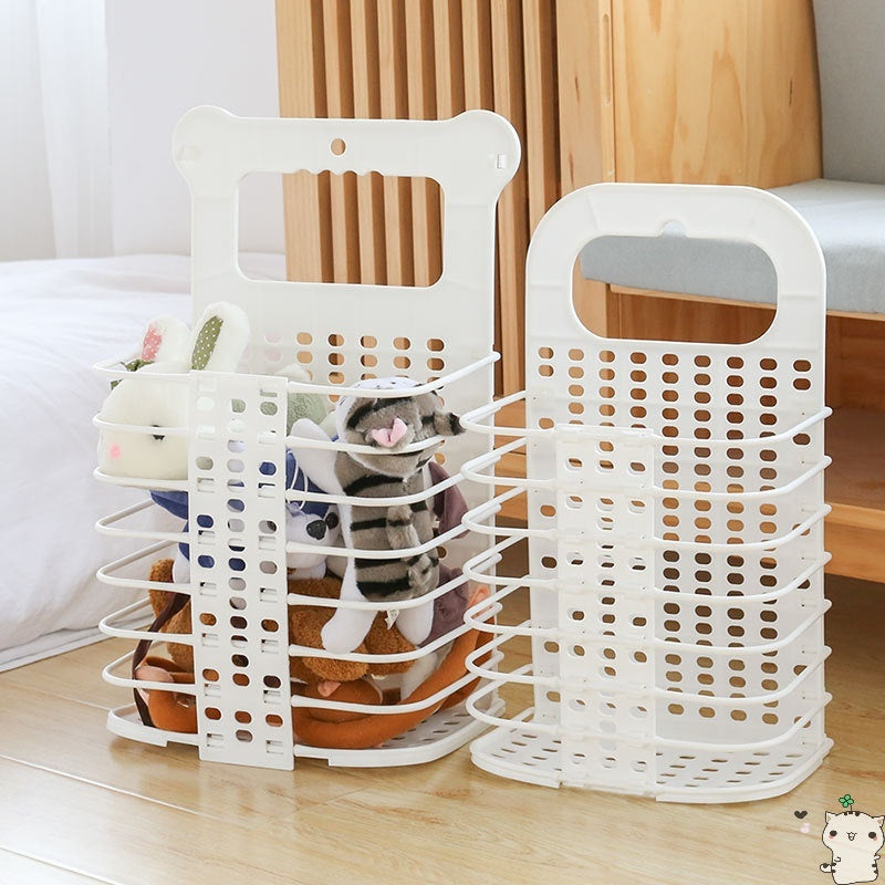 Folding Laundry Basket Clothes Storage Bathroom Organiser (Large, White) - Dshop.com.au