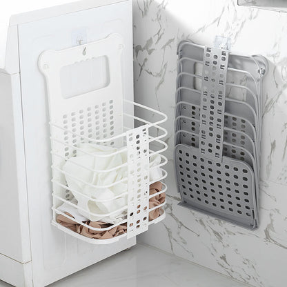 Folding Laundry Basket Clothes Storage Bathroom Organiser (Large, White) - Dshop.com.au