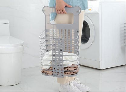 Folding Laundry Basket Clothes Storage Bathroom Organiser (Large, White) - Dshop.com.au