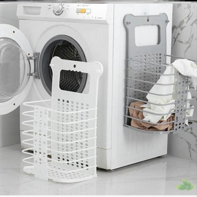 Folding Laundry Basket Clothes Storage Bathroom Organiser (Large, White) - Dshop.com.au