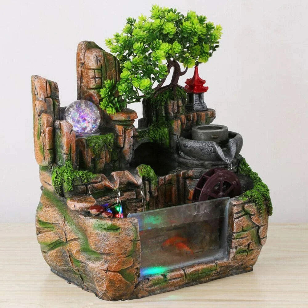 Calming Fountain Water Feature Ornament with Fish Tank - Dshop.com.au