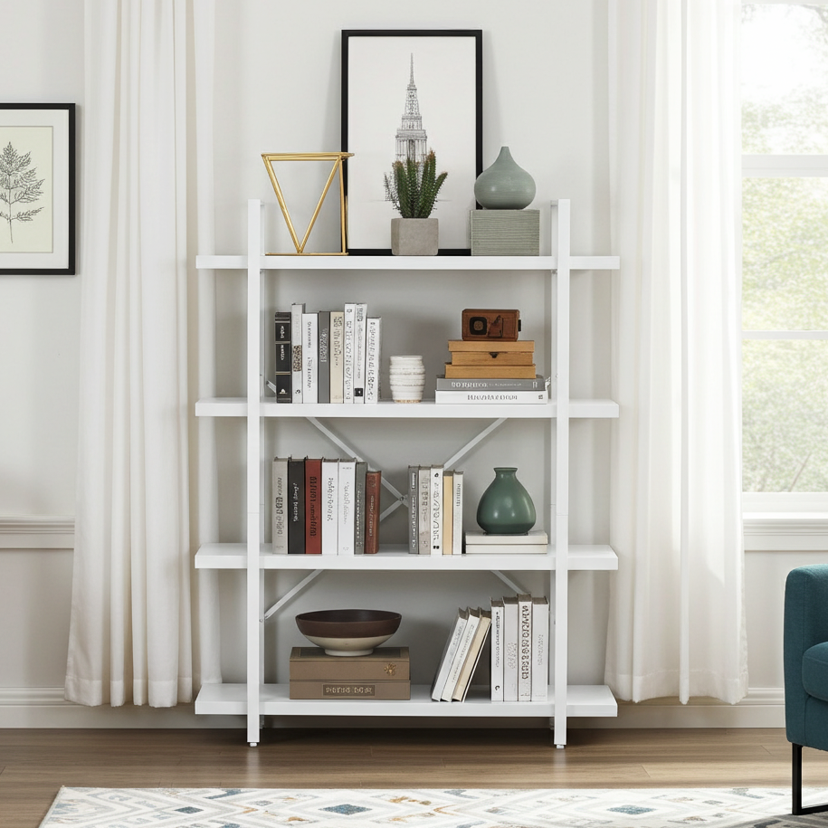 Envision 4-Tier Bookcase Storage Shelf Organizer (White)