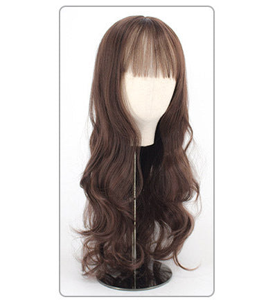 Dark Brown Long Curly Hair Wig Natural Wavy Brunette - Dshop.com.au