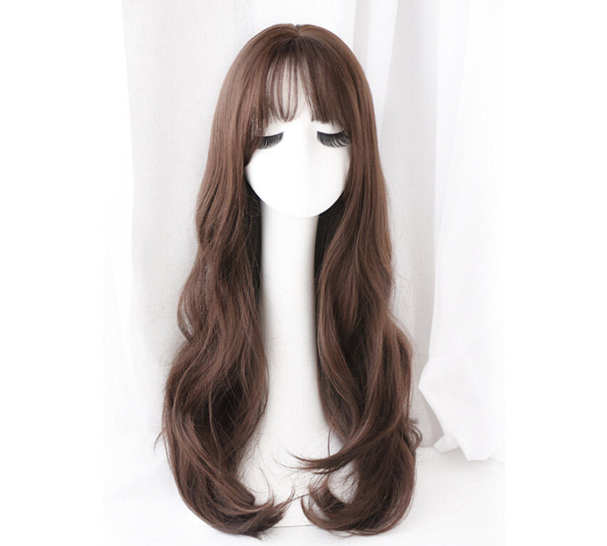 Dark Brown Long Curly Hair Wig Natural Wavy Brunette - Dshop.com.au