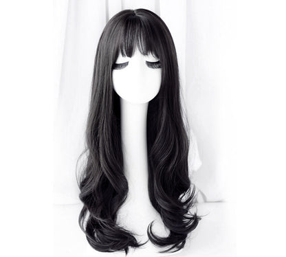 Black Long Curly Hair Wig Natural Wavy - Dshop.com.au