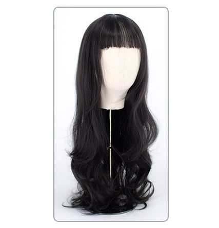 Black Long Curly Hair Wig Natural Wavy - Dshop.com.au