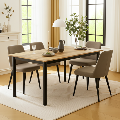 Heritage Industrial Rustic Oak Wood & Metal Dining Table 120cm