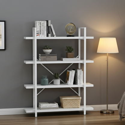 Envision 4-Tier Bookcase Storage Shelf Organizer (White)