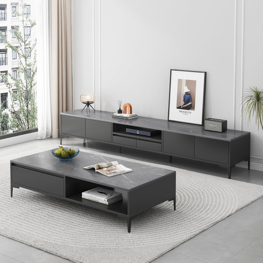 2-Piece Set Minimalist Large Coffee Table & 2m TV Cabinet