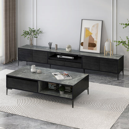 2-Piece Set Minimalist Large Coffee Table & 2m TV Cabinet - Dshop.com.au