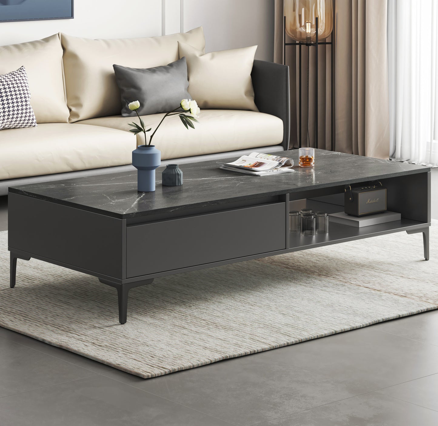 2-Piece Set Minimalist Large Coffee Table & 2m TV Cabinet - Dshop.com.au