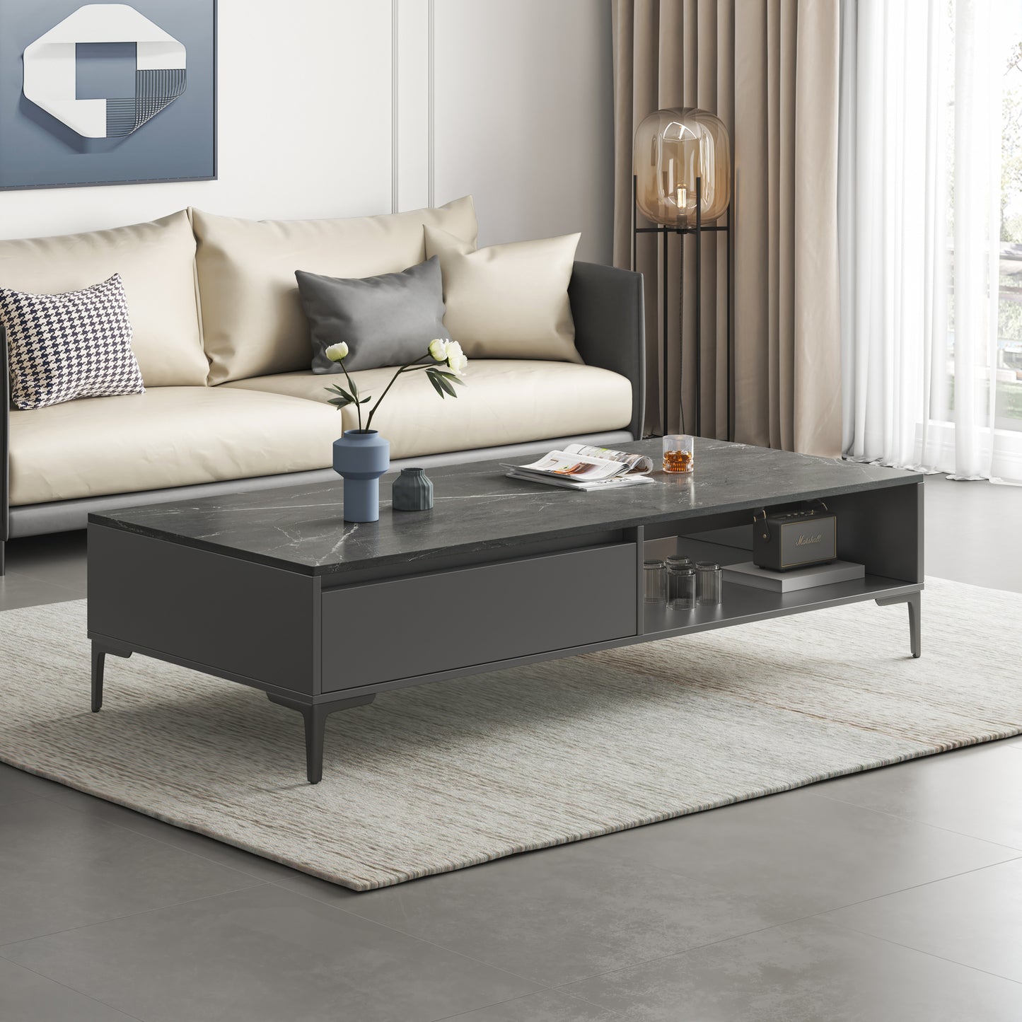 2-Piece Set Minimalist Large Coffee Table & 2m TV Cabinet - Dshop.com.au