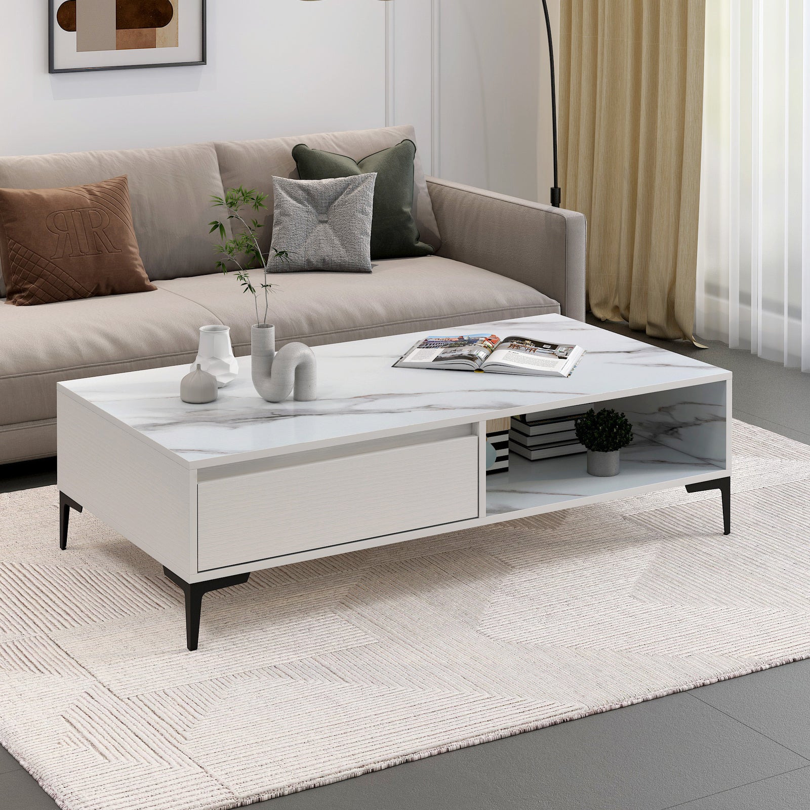 2-Piece Set Minimalist Large Coffee Table & 2m TV Cabinet - Dshop.com.au