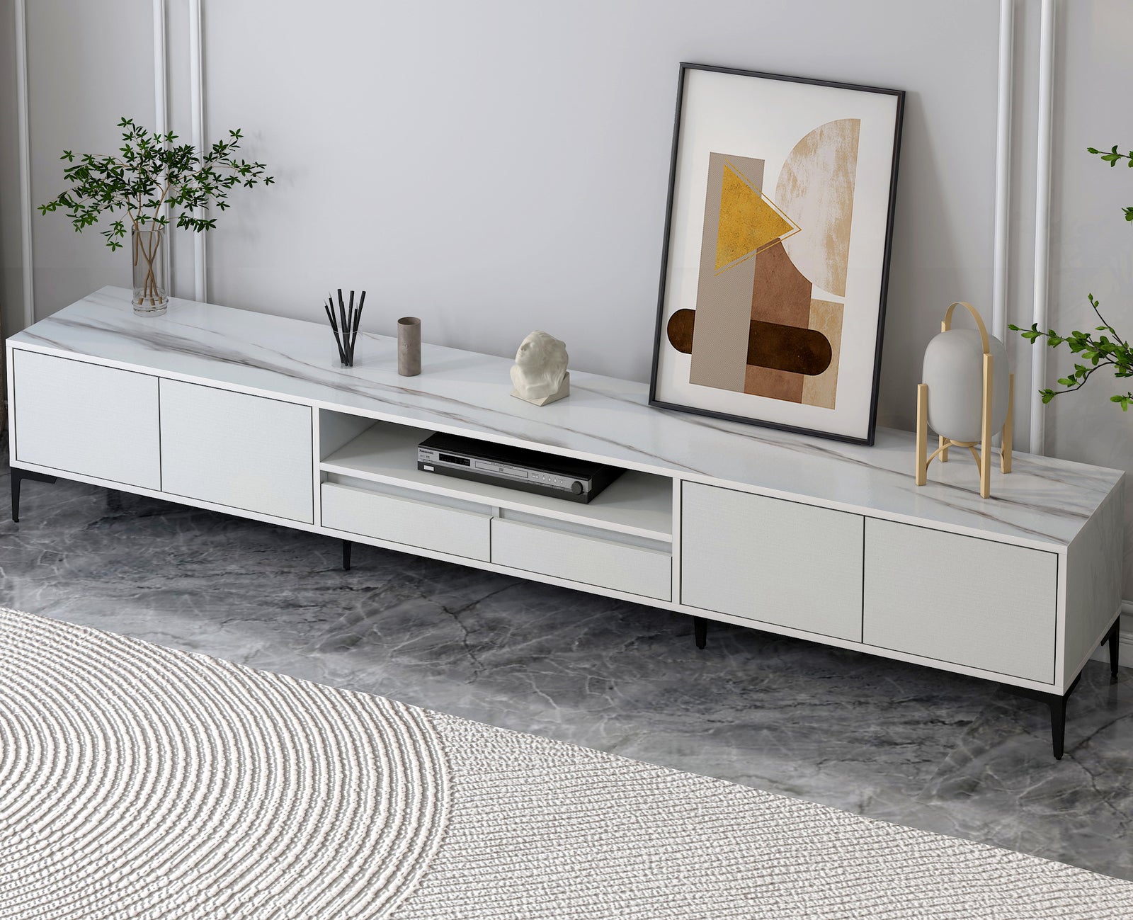 2-Piece Set Minimalist Large Coffee Table & 2m TV Cabinet - Dshop.com.au