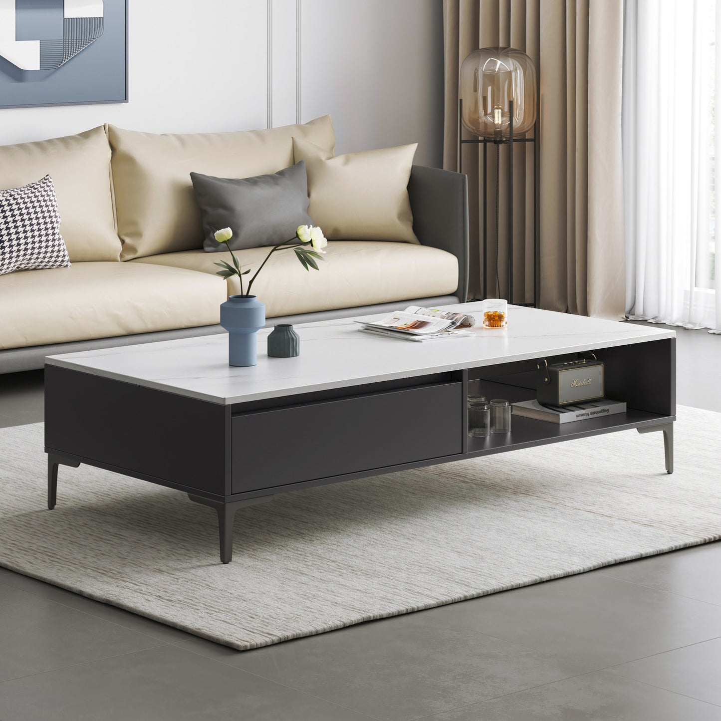 2-Piece Set Minimalist Large Coffee Table & 2m TV Cabinet - Dshop.com.au