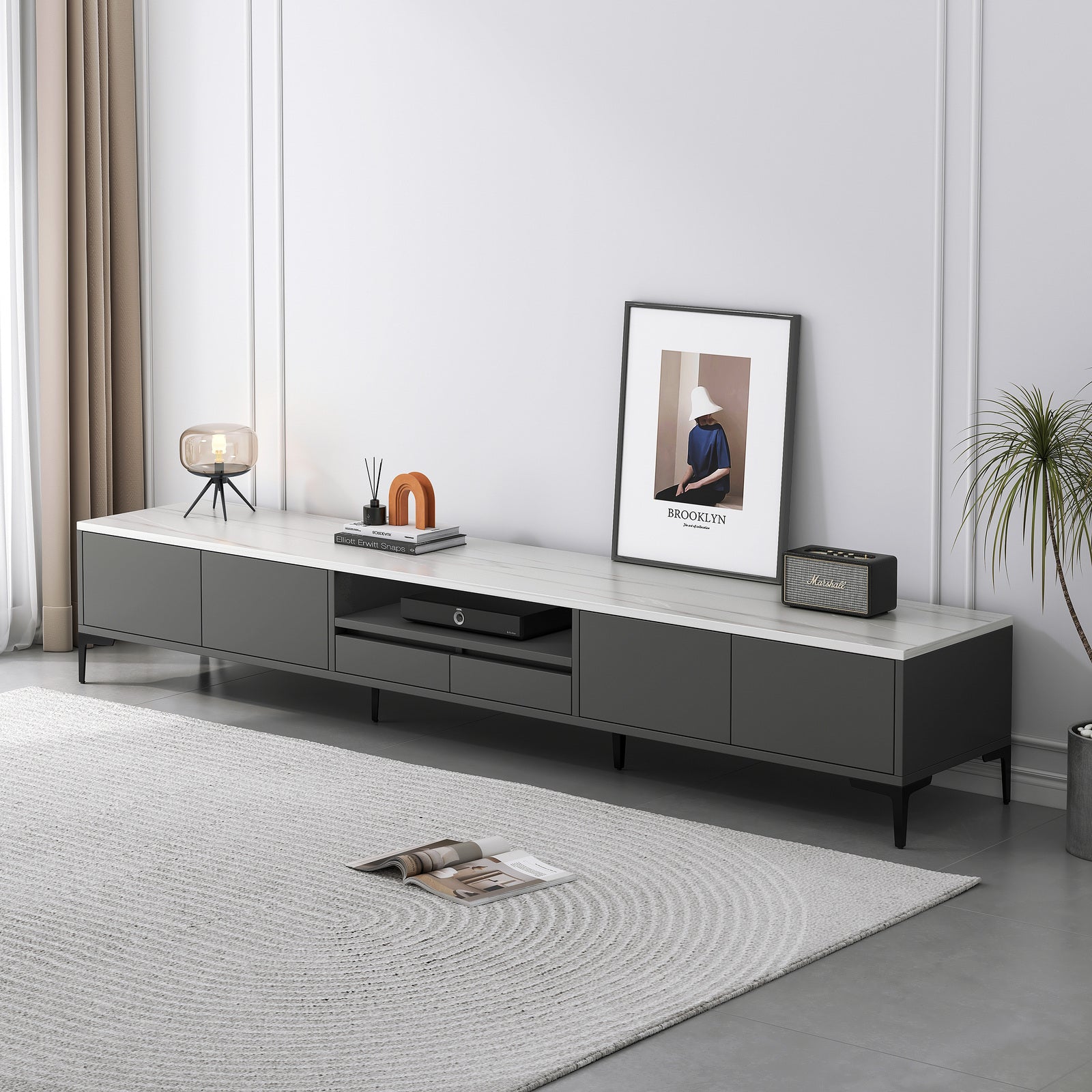 2-Piece Set Minimalist Large Coffee Table & 2m TV Cabinet - Dshop.com.au