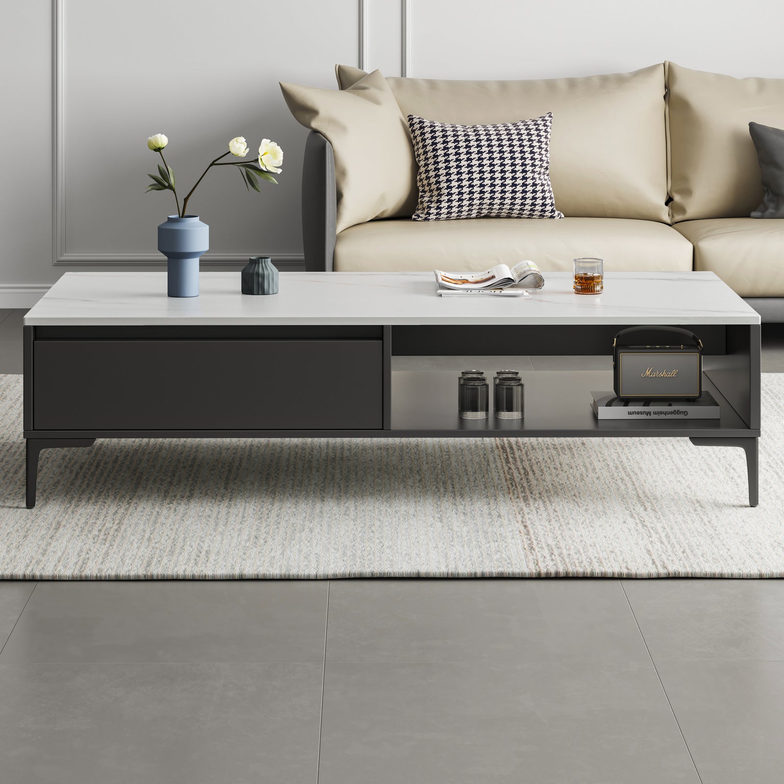 2-Piece Set Minimalist Large Coffee Table & 2m TV Cabinet - Dshop.com.au