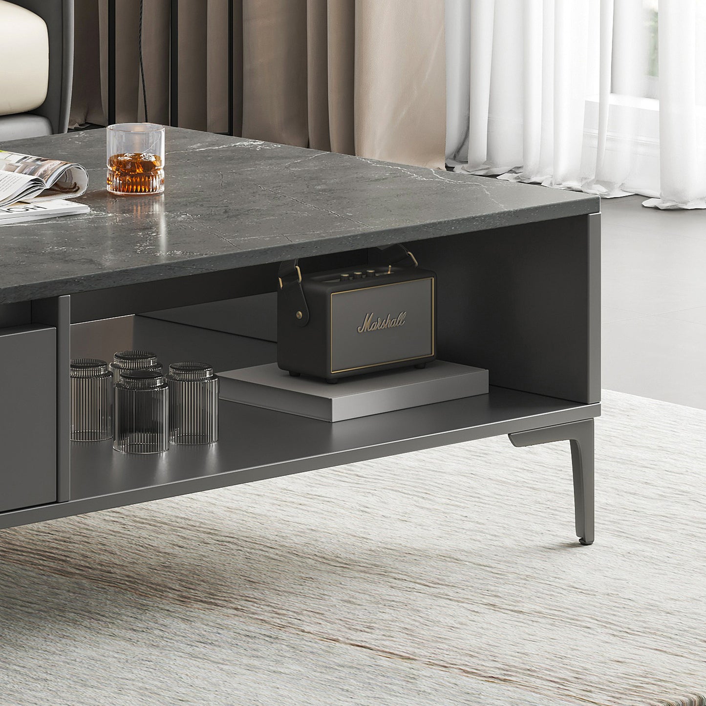 2-Piece Set Minimalist Large Coffee Table & TV Cabinet - Dshop.com.au