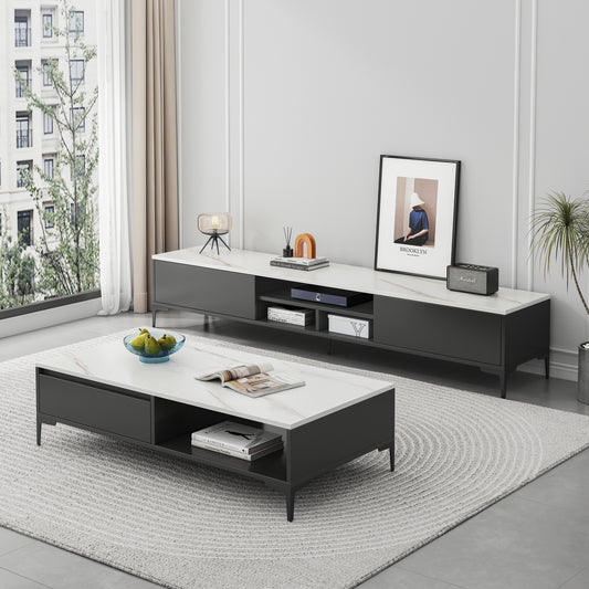 2-Piece Set Minimalist Large Coffee Table & TV Cabinet - Dshop.com.au