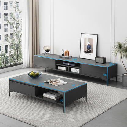 2-Piece Set Minimalist Coffee Table & TV Cabinet - Dshop.com.au