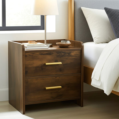 Serene 2-Drawer Bedside Table Nightstand (Rustic Wood)