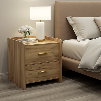 Serene 2-Drawer Bedside Table Nightstand (Rustic Oak)