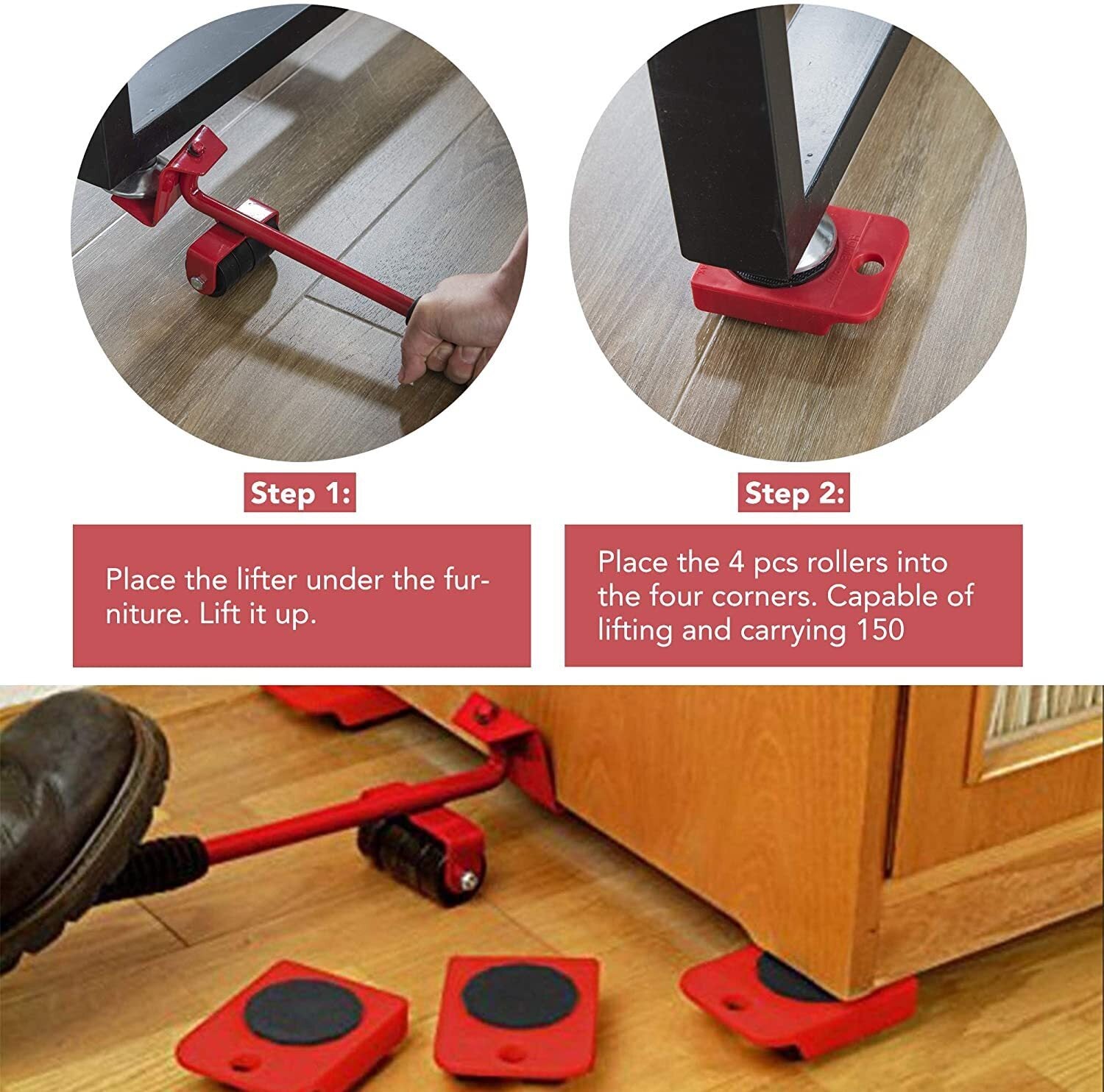 Furniture Lifter Moving System Mover Glider Slider Roller Tool Set - Dshop.com.au