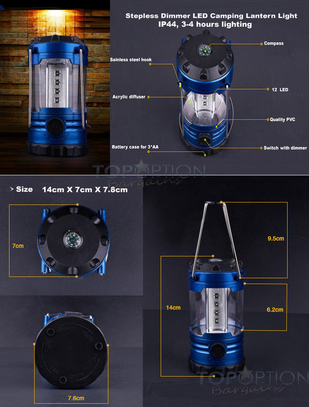 Two Pack 2 x12 LED Outdoor Camping Lanterns - Dshop.com.au