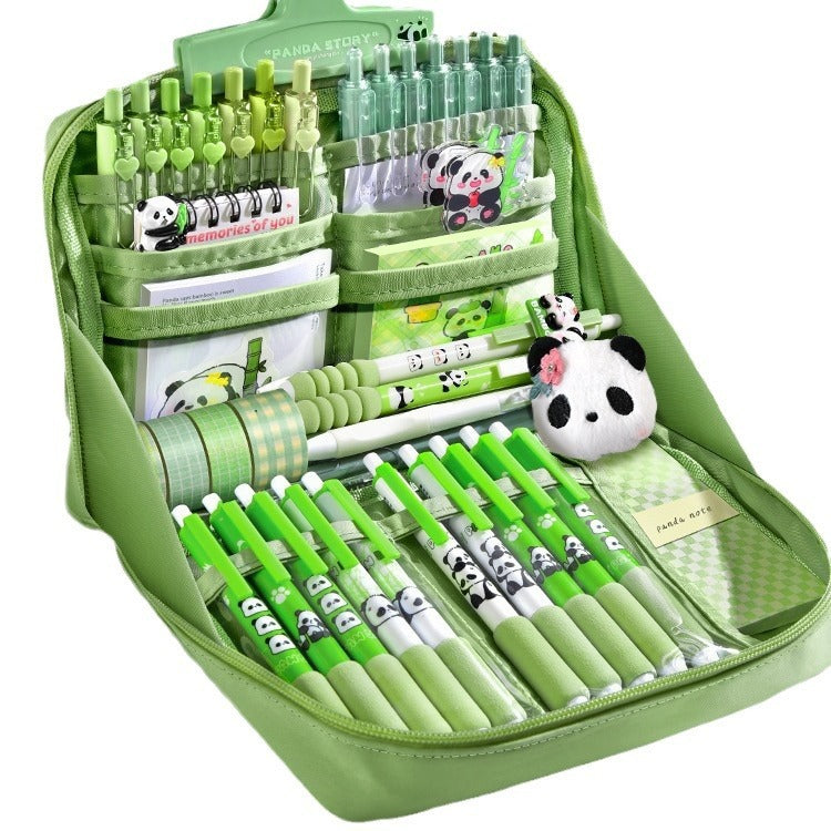 Large Capacity Multi-Layer Stationery Organiser Portable Pencil Case - Green - Dshop.com.au