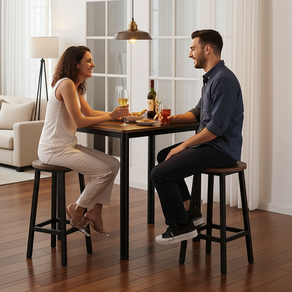 Foundry Industrial Rustic Wood & Metal Square Bar Dining Table