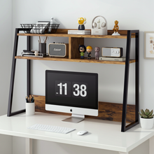 Zion Large Versatile Desk Hutch Storage Shelf Unit Organizer (Rustic Wood)