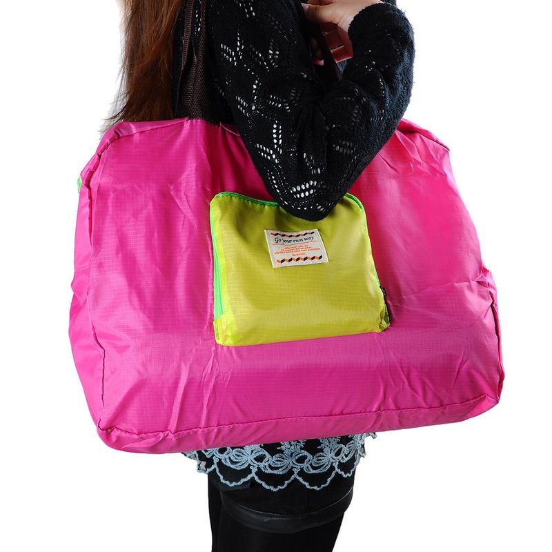 Street Shopper Foldable Bag (Baby Pink & Hot Pink) - Dshop.com.au