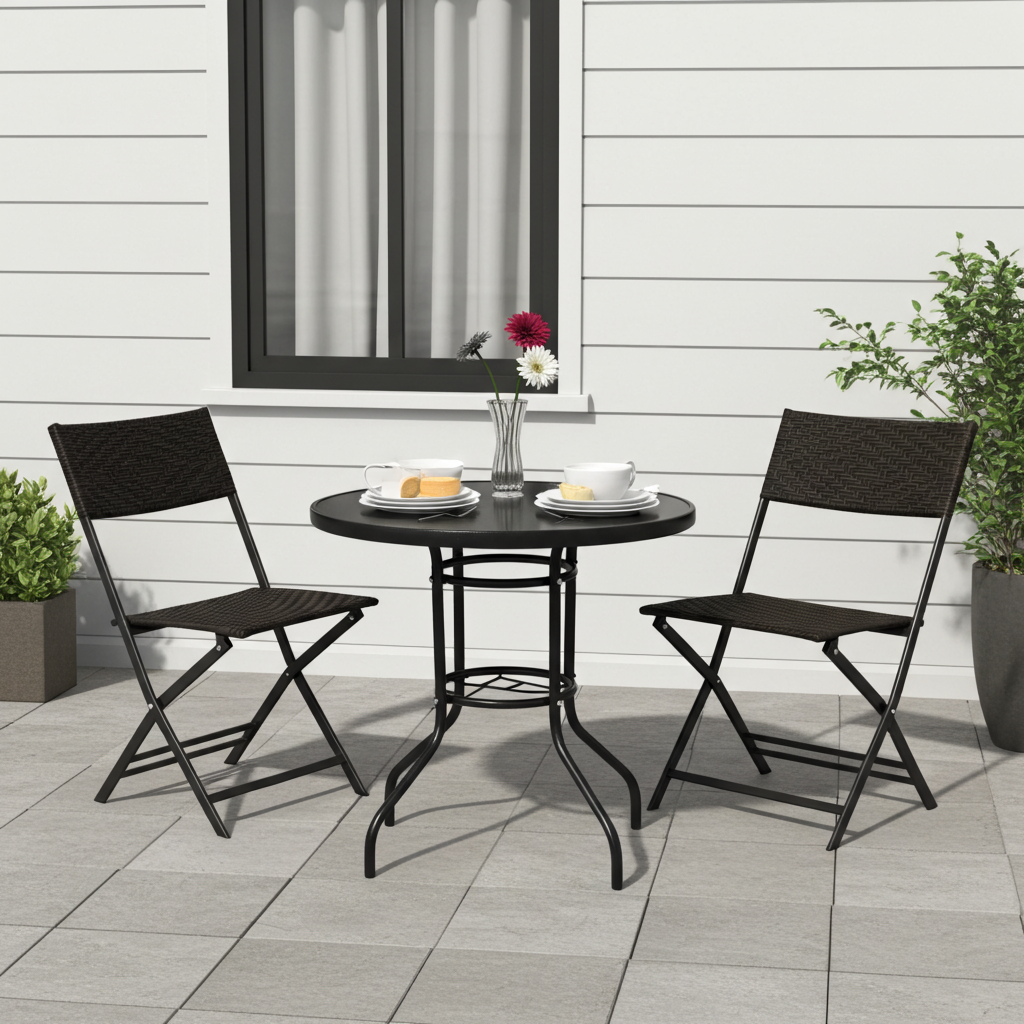 Alfresco 3 Piece Outdoor Setting (2 Rattan Chairs & Round Table)
