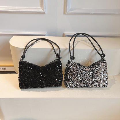 Luxury Sequined Designer Handbag Glitter Sparkle Evening Bag Clutch Purse (Black Sequins) - Dshop.com.au