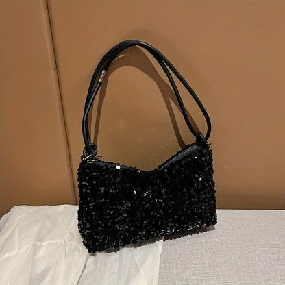 Luxury Sequined Designer Handbag Glitter Sparkle Evening Bag Clutch Purse (Black Sequins) - Dshop.com.au