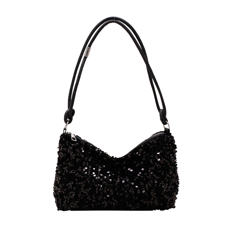 Luxury Sequined Designer Handbag Glitter Sparkle Evening Bag Clutch Purse (Black Sequins) - Dshop.com.au