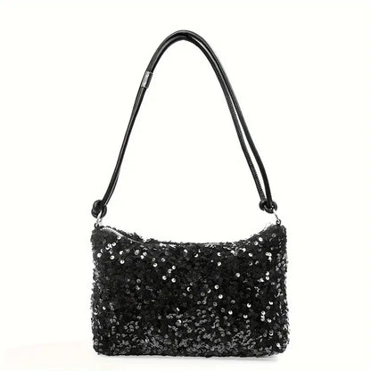 Luxury Sequined Designer Handbag Glitter Sparkle Evening Bag Clutch Purse (Black Sequins) - Dshop.com.au