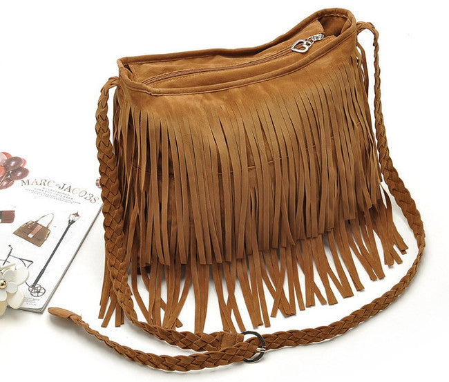 Designer Suede Fringe Handbag