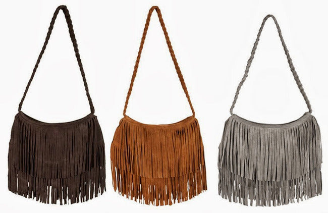 Designer Suede Fringe Handbag