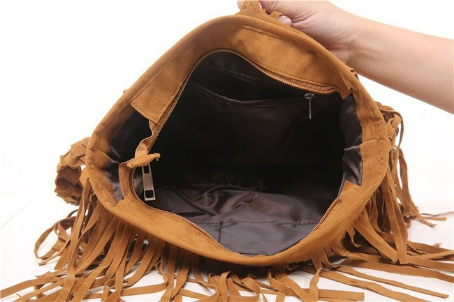 Designer Suede Fringe Handbag