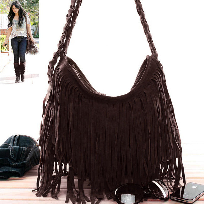 Designer Suede Fringe Handbag