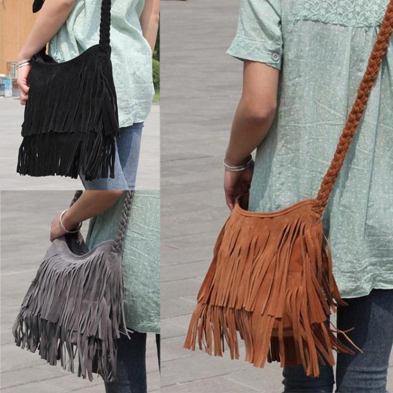 Designer Suede Fringe Handbag