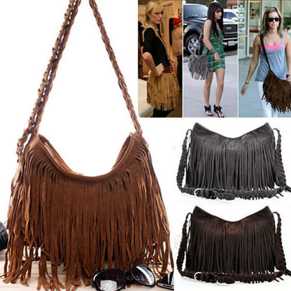 Designer Suede Fringe Handbag