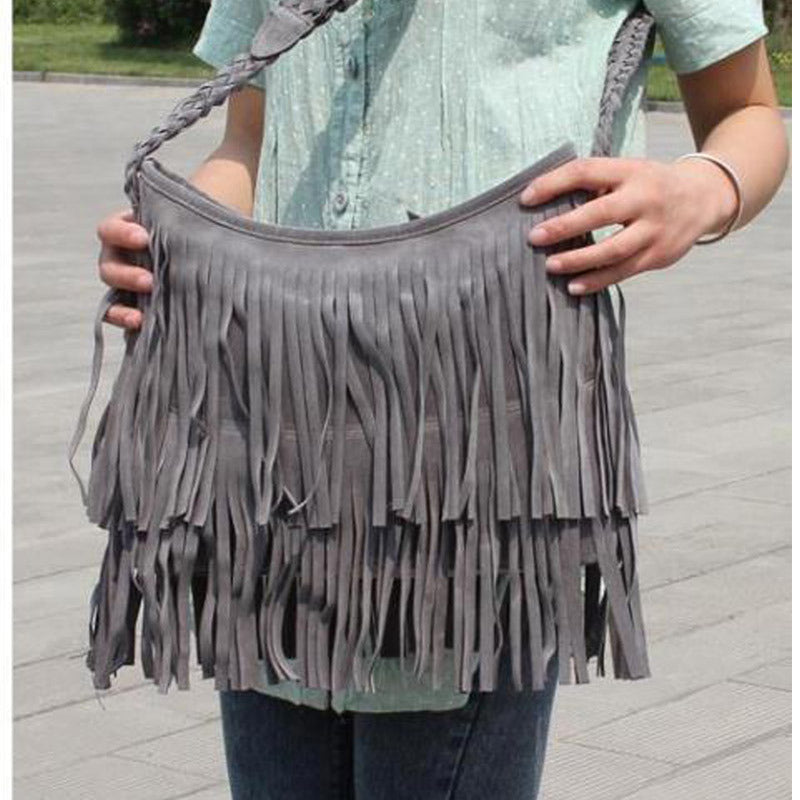 Designer Suede Fringe Handbag