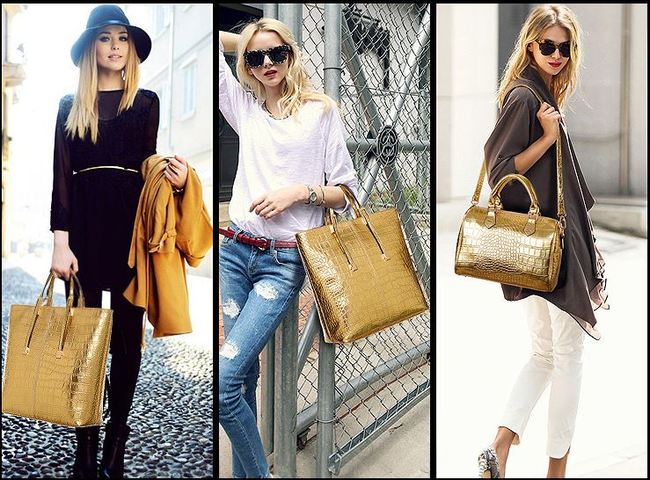 3 PCS Luxe Leather Handbag Set, Large Tote, Shoulder Bag, Clutch Purse Wallet (Gold) - Dshop.com.au