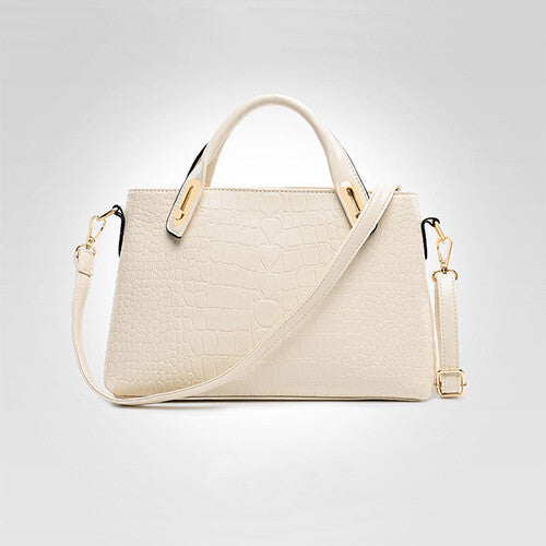 3 Pieces PU Leather Handbag Set, Tote, Shoulder Bag, Clutch Purse Wallet (Cream) - Dshop.com.au